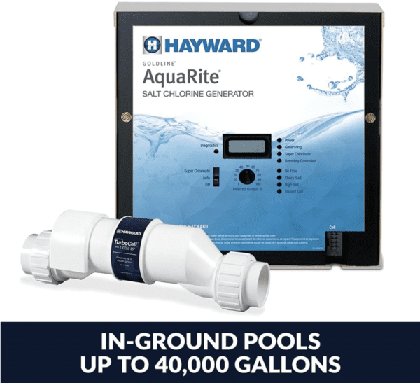 Hayward W3AQR15 AquaRite Salt Chlorination System for In-Ground Pools up to 40,000 Gallons in ground pools up to 400 gallons.